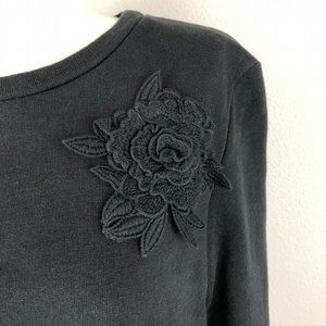 Lumina Italy Black Sweatshirt with Pleated Back